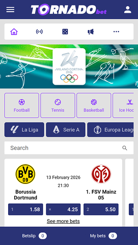 Tornadobet Casino Mobile Homepage