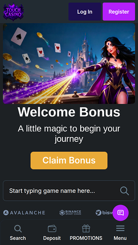 Touch Casino Mobile Homepage
