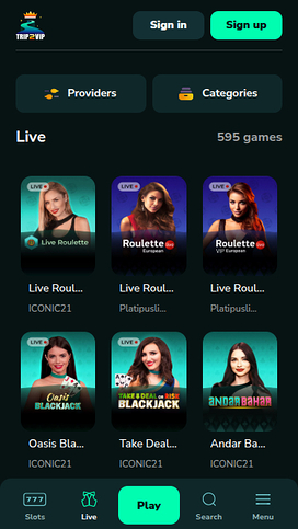 Trip2Vip Casino Mobile Live Dealer