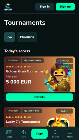 Trip2Vip Casino Mobile Tournaments