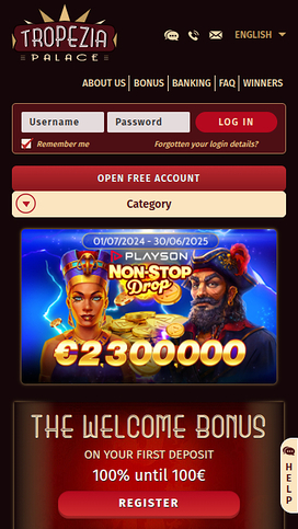Tropezia Palace Casino Mobile Homepage