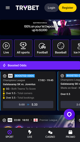 Trybet Casino Mobile Sports