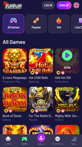TuffPuff Casino Mobile Games