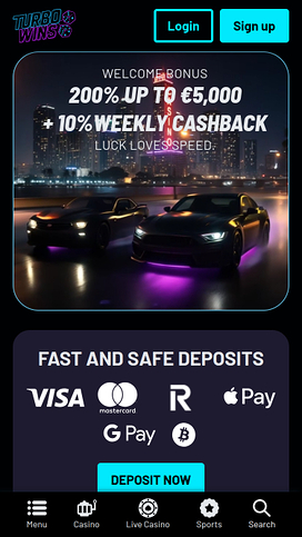 Turbowins Casino Mobile Homepage