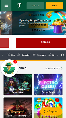 TuskCasino Mobile Homepage