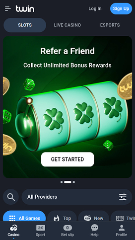 Twin Casino Mobile Homepage