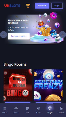UK Slots Casino Mobile Homepage