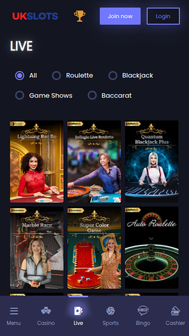 UK Slots Casino Mobile Live Dealer