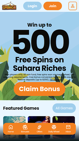 Umbingo Mobile Homepage