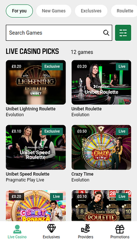 Unibet Casino Mobile Live Dealer