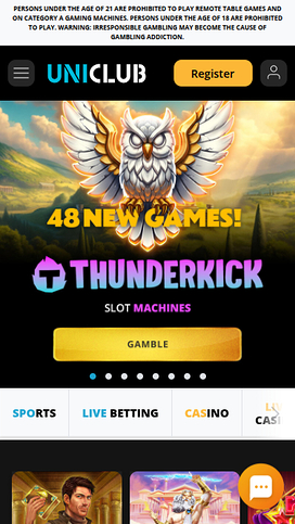 Uniclub Mobile Homepage