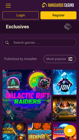 Vanguards Casino Mobile Exclusive Games