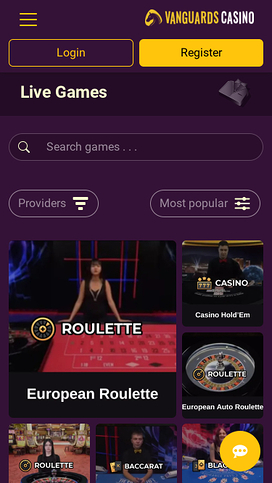 Vanguards Casino Mobile Live Dealer