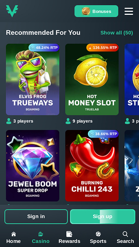 Vave Casino Mobile Games