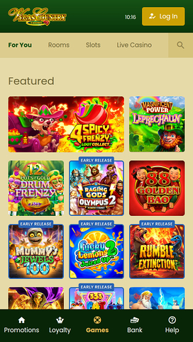 Vegas Country Casino Mobile Homepage