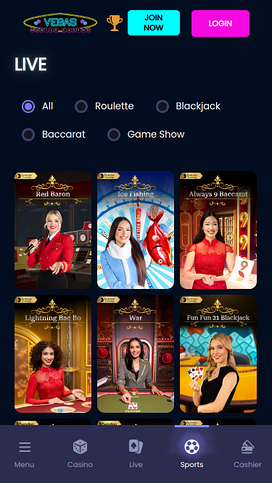 Vegas Mobile Casino Mobile Live Dealer
