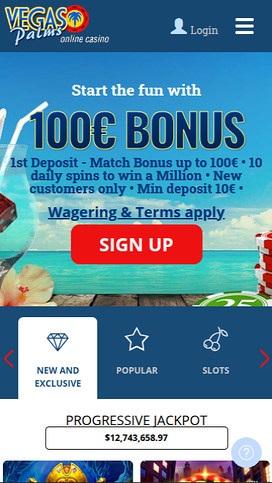 Vegas Palms Casino Mobile Homepage