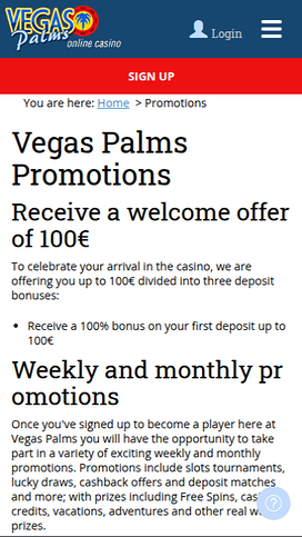 Vegas Palms Casino Mobile Promotions