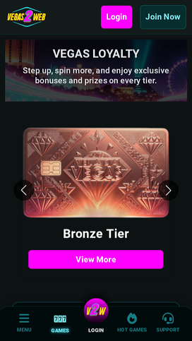 Vegas2Web Casino VIP mobile page