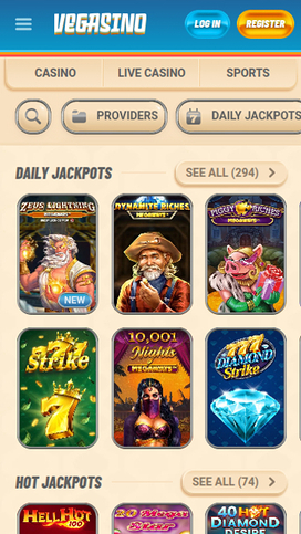 Vegasino Casino Mobile Jackpot