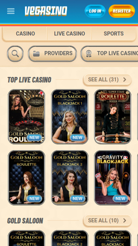 Vegasino Casino Mobile Live Dealer