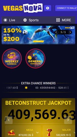 VegasNova Casino Mobile Homepage