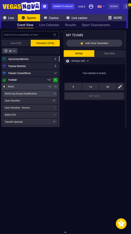 VegasNova Casino Mobile Sports