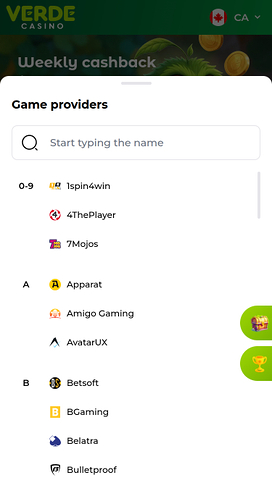 Desarrolladores de juegos móviles de Verde Casino