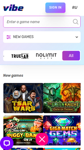 Vibe Casino Mobile Games