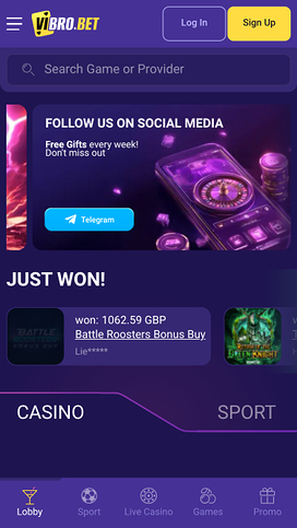 VibroBet Casino Homepage
