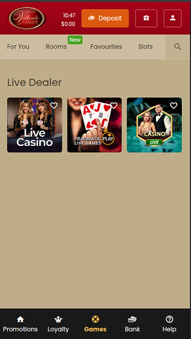 Crupier en vivo móvil de Villento Casino