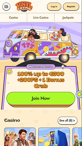 Vinyl Casino Mobile Homepage