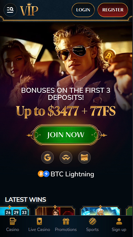 VIP Casino Mobile Homepage
