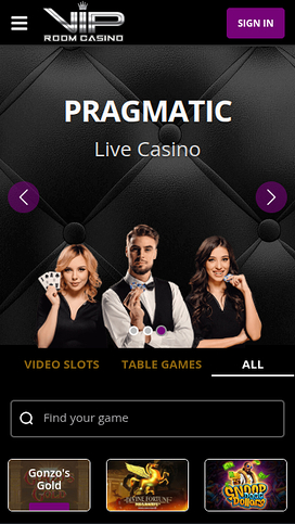 VIP Room Casino Mobile Homepage