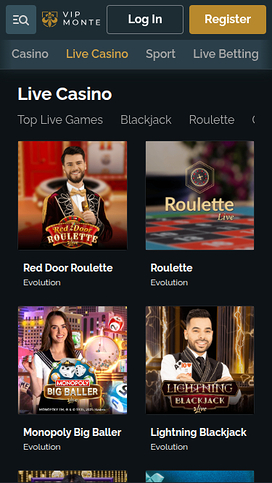 VipMonte Casino Mobile Live Dealer