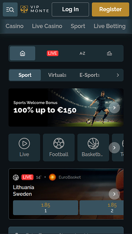 VipMonte Casino Mobile Sports
