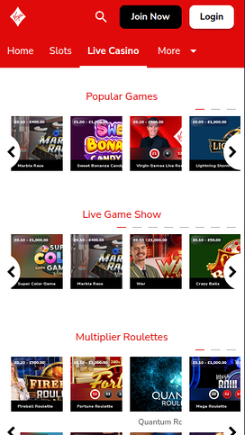 Virgin Games Casino Mobile Live Dealer