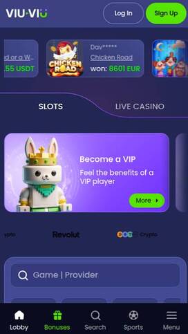 ViuViu Casino Homepage Mobile