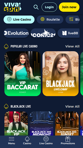 Live Dealer screenshot of Vivaspin Casino for Mobile