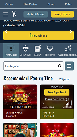 Vlad Cazino Mobile Homepage
