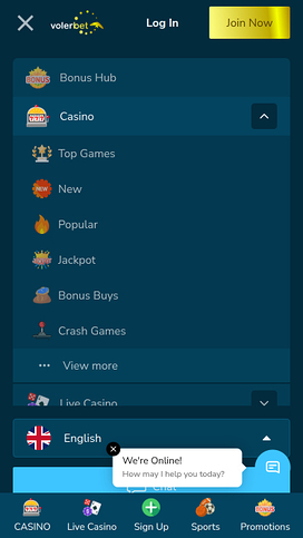 Volerbet Casino Mobile Homepage