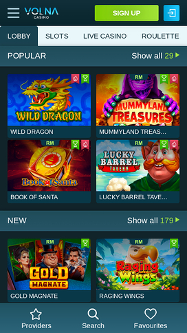 Juegos móviles de Volna Casino