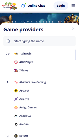 VulkanVegas Casino Mobile Game Developers