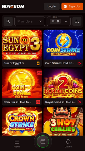 Jackpot móvil del casino Wageon