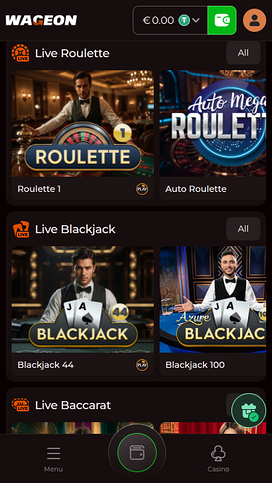 Casino móvil Wageon con crupier en vivo