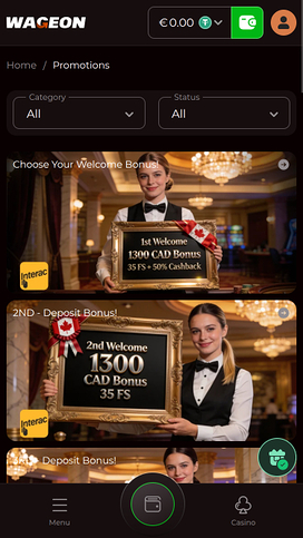 Promociones móviles del casino Wageon