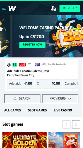 Wallacebet Casino Mobile Homepage