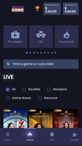 WatchMySpin Casino Mobile Live Dealer