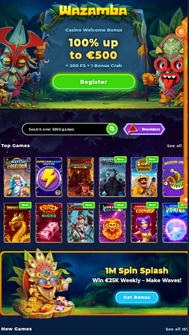 Wazamba Casino Mobile Homepage