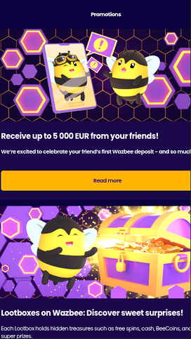 Wazbee Casino Mobile Promotions